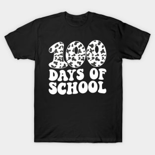 Groovy 100 Days Of School Cow Print 100Th Day School T-Shirt